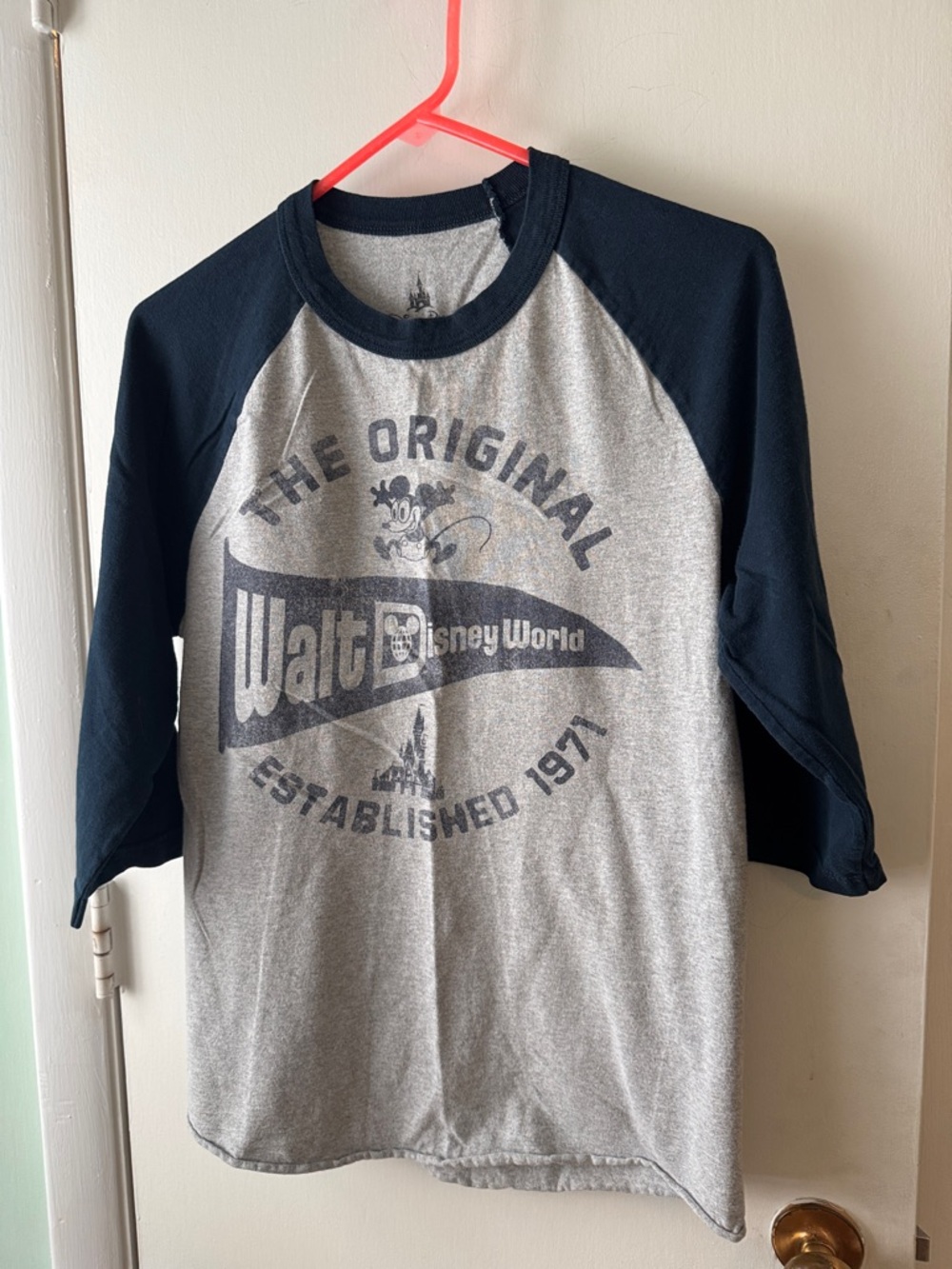 Disney Gray and Black Walt Disney World Raglan Long Sleeve Shirt